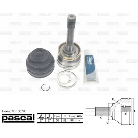 Homokineet reparatie set, aandrijfas PASCAL G11007PC