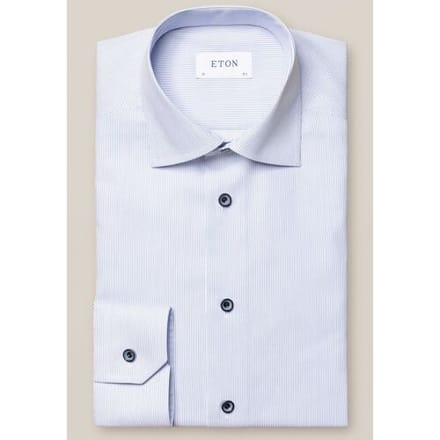 Eton Overhemd Fine Striped Twill Navy / male
