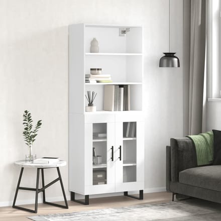 vidaXL - Hoge - kast - 69,5x34x180 - cm - bewerkt - hout - wit