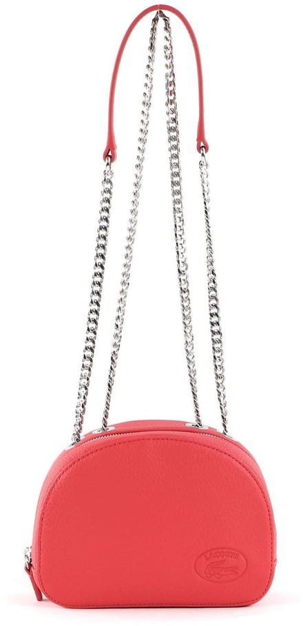 LACOSTE Leren Schoudertas Croco Crew Crossover Bag Pompier Rood