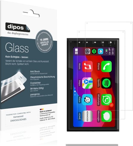 dipos – 2x Pantserfolie geschikt voor Kenwood DMX5023DABS | 9H Screenprotector