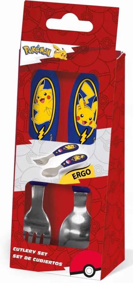 Pokemon pikachu metalen ergonomische bestekset - 2 stuks