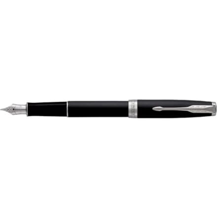 Parker Sonnet-vulpen | Matzwart met palladium rand | Medium penpunt | Cadeauverpakking