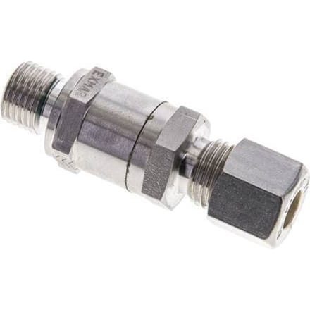 8L (M14x1.5) & G1/4'' Regeling-In RVS Terugslagklep Knelfitting Buitendraad 1-250 bar ISO 8434-1
