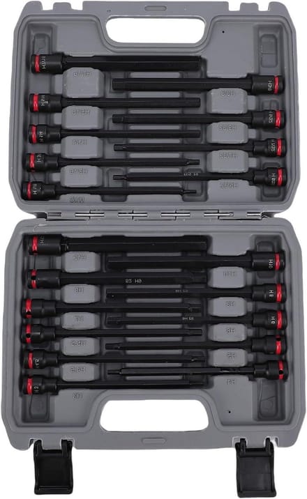 Dopsleutelset Lange Slag - Mechanic Tools - Machine Reparatie - Extra Lange Bits - 20 Delig - Zwart