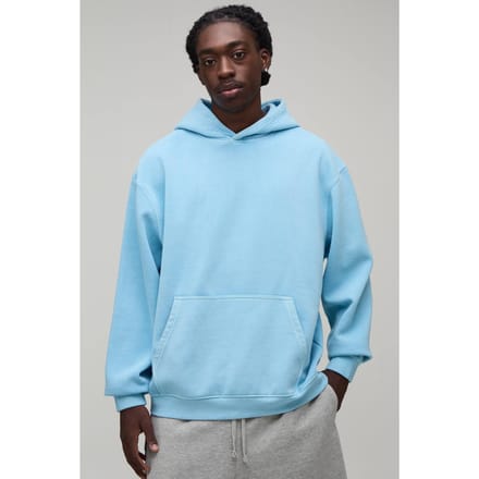 Oversized Gewassen Hoodie Met Capuchon | Light Blue | Size Large