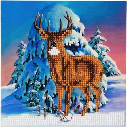 Craft Buddy Diamond Painting Crystal Card Kit - Winter stag - 18x18 cm