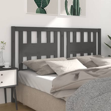 vidaXL - Hoofdbord - 206x4x100 - cm - massief - grenenhout - grijs