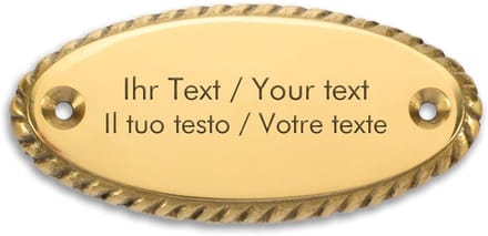 Messing Bord - Gravure Plaatje - Naam Weergeven - Decoratieve Rand - 99 x 46 mm - Messingkleur