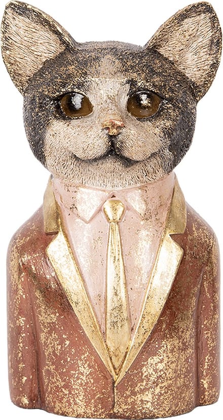 Clayre & Eef Decoratie Beeld Kat 23 cm Bruin Kunststof
