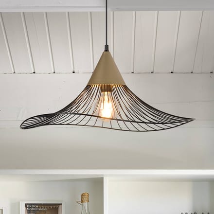 COREP Hanglamp Lizzie, zwart/messingkleurig, Ø 60 cm, metaal