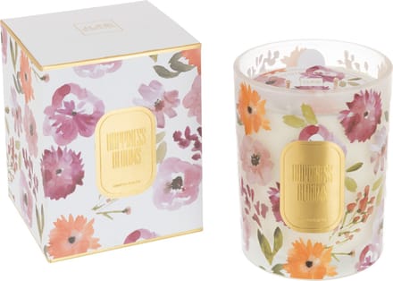 J-Line geurkaars Happiness Blooms - Mimosa & Rose - glas - wit - large - 70U