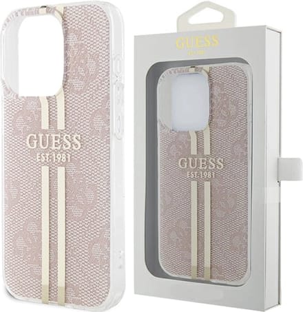 Guess - IML - 4G Gold Stripe hoesje voor iPhone - 14 - Pro - Max - roze