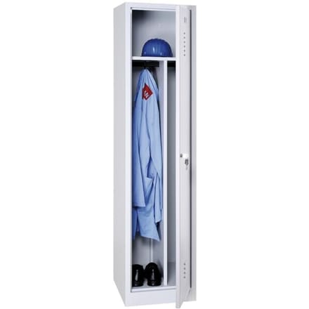 Kledinglocker, 1 deur, B 400 x H 1800 mm cilinderslot, lichtgrijs