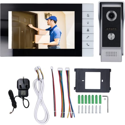 Video Deurbel Intercom Kit 7in Scherm met 90 Graden Groothoekzicht Infrarood Nachtzicht Video