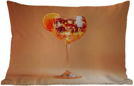 Buitenkussens - Drank - Oranje - Glitter - Disco - 60x40 cm - Weerbestendig