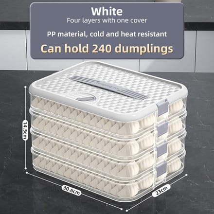 4 Laags Voedselkwaliteit Dumpling Opbergdoos Luchtdicht Bevroren Stapelbaar Plastic Koekjes Voedselcontainer Met Datumregistratie white