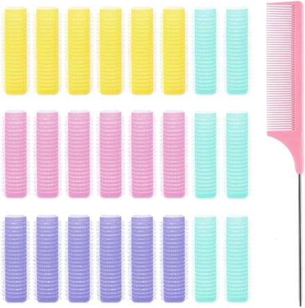 Haarrollers Set - Krulspelden Zonder Hitte - Haar Stijlen - Zelfklevend Materiaal - 25 Stuks - Multicolor