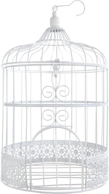 SANTEX - Decoratieve witte vogelkooi 30 cm van metaal om op te hangen