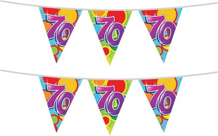 Haza Vlaggetjes 70 jaar - 2x stuks - leeftijd verjaardag - plastic 10m