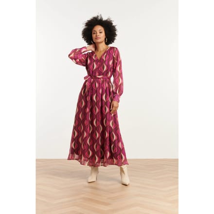 Smashed Lemon 25773 – chiffon maxi jurk met lurex detail |