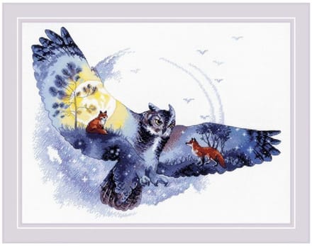 RIOLIS In night Forest Owl borduren (pakket)