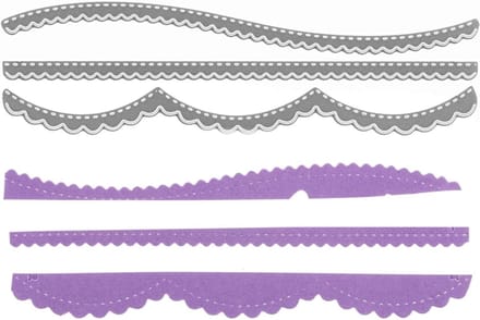 Stanssjabloon Kaartranden - Papier Snijmal - Kaarten Maken - Drie Rand Patronen - 155 x 44 cm - Grijs