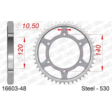 Stalen tandwiel Afam 530 48 dents