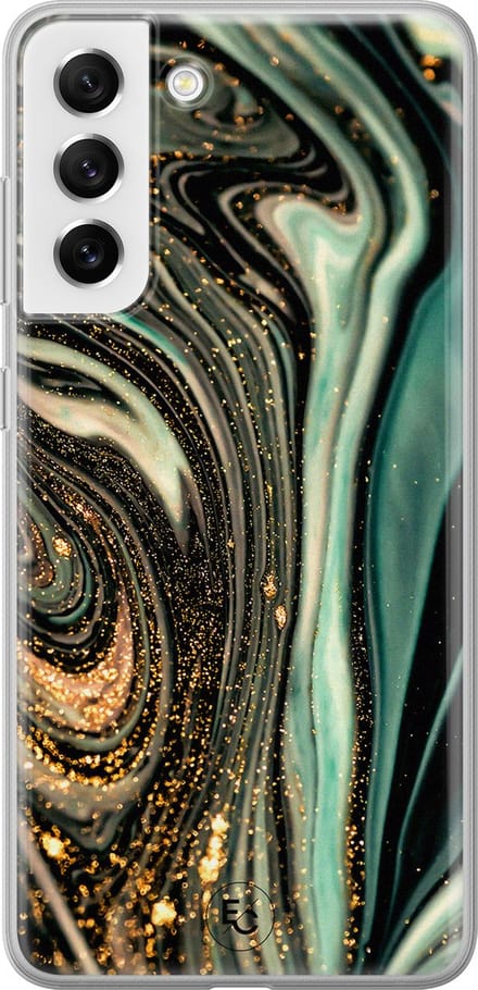 Hoesje geschikt voor Samsung Galaxy S21 FE - Marble khaki - Soft Case - TPU - Marmer - Multi - ELLECHIQ