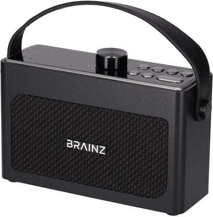 BRAINZ Retro Clock Speaker Zwart