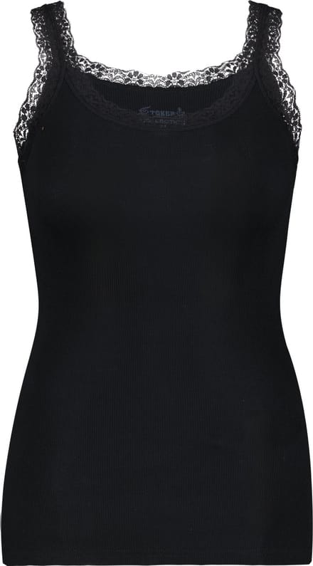 Toker Dames Hemd met kant – Zwart - Modal/Katoen - Maat M