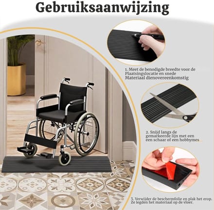 Drempelhulp Rubber - Oprijplaat Drempel - Drempels Overbruggen -Zwart