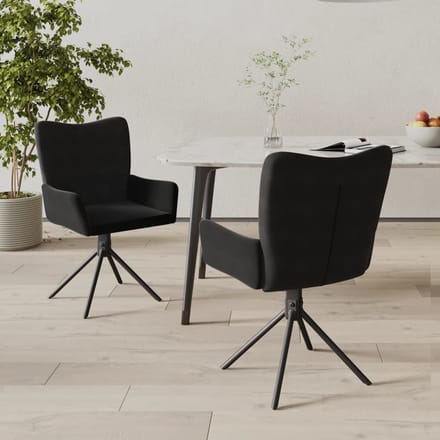 vidaXL - Eetkamerstoelen - draaibaar - 2 - st - fluweel - zwart