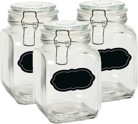 Weckpot/inmaakpot - 4x - 1.2L - glas - met beugelsluiting - incl. etiketten
