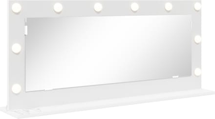 vidaXL - Make-up - Spiegel - Wit - 100 - x - 45 - x - 18 - cm - Glas - en - samengesteld - hout