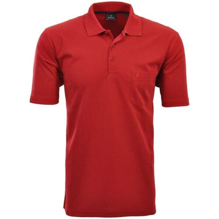 Ragman Polo Softknit Fine Stripe Easy Care Aardbei / male