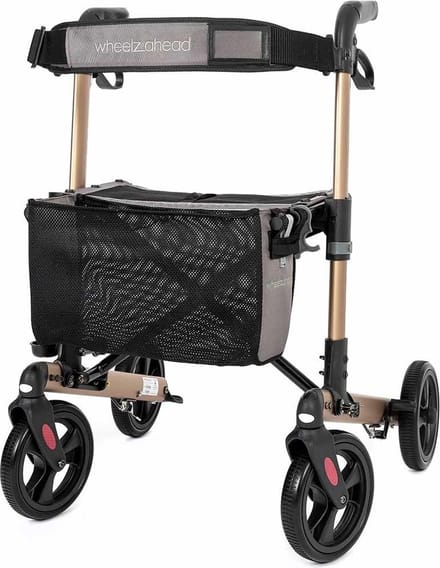 WheelzAhead TRACK Rollator – Lichtgewicht & Dubbel Opvouwbaar - Champagne