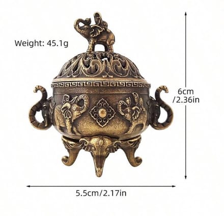 Vintage-Style Elephant Incense Burner – Brass Finish