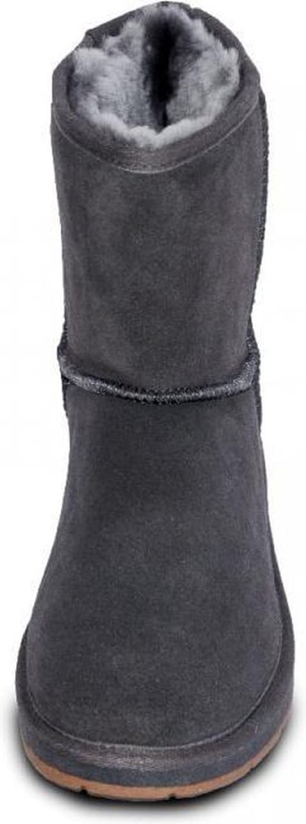 Lederen suede boots laarzen dames gevoerd met lamswol - Antraciet - Maat 39