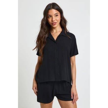 boohoo Dames Linnen-look Strandshort | Black | Maat: 8