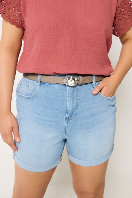 Yours 2Pack Zwarte En Taupebruine Riemen Met Gehamerd Detail.Size 54-56