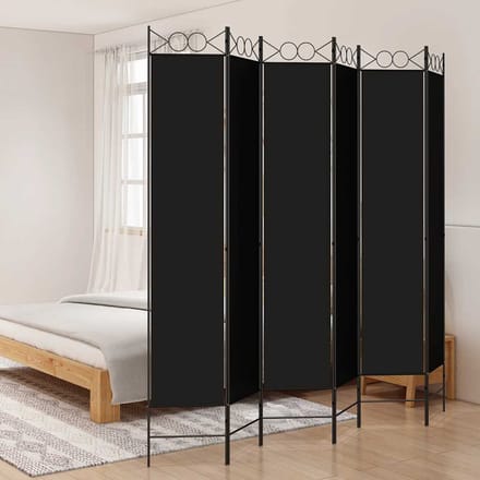 vidaXL - Kamerscherm - met - 6 - panelen - 240x220 - cm - stof - zwart