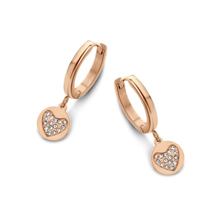 CO88 Collection Beloved 8CE-70101 Stalen Oorringen - Hart 8 mm - Roségoudkleurig