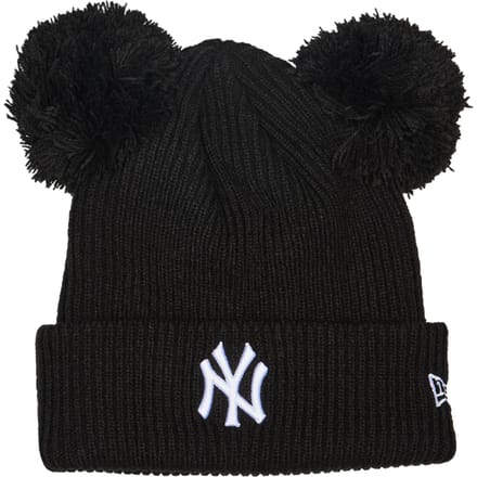 New Era Wmns Double Pom Beanie New York Yankees Hat, Vrouwen, Zwart, Muts, maat: One size