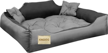Kingdog - Honden- en kattenbed - Microvezel - 80x60 / 100x75 cm grijs-zwart