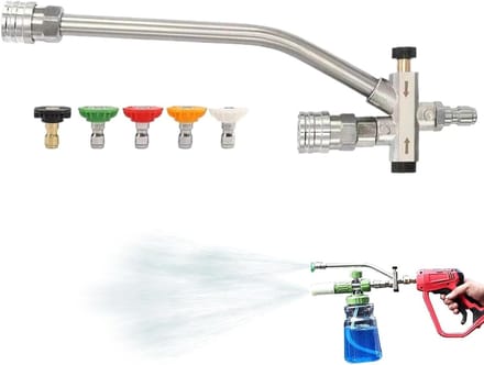 Dubbele Hogedrukkop - Schuimkanon Adapter - Efficiënt Reinigen - Vijf Sproeiopties - 1/4 inch Snelkoppeling - Metaal
