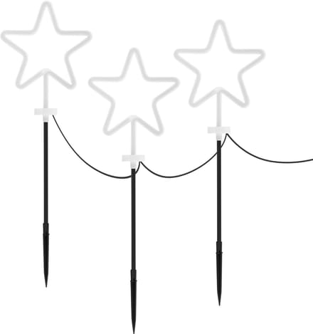 Set van 3 tuinstekkers ster 58 cm voor binnen & buiten feeënverlichting voor Kerstmis