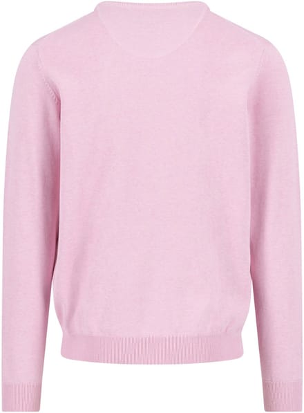Fynch-Hatton Trui Solid Color Superfine 3-Ply Cotton V-Neck Magnolia / male