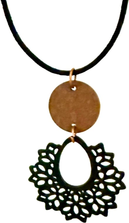 Ketting leer hout zwart bruin verstelbaar - Charme Bijoux