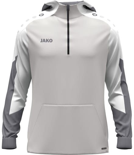 Jako Dynamic Hooded Half Zip Kinderen - Lichtgrijs / Wit / Grijs | Maat: 128